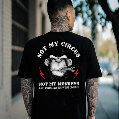 NOT MY CIRCUS NOT MY MONKEY Black Print T-shirt