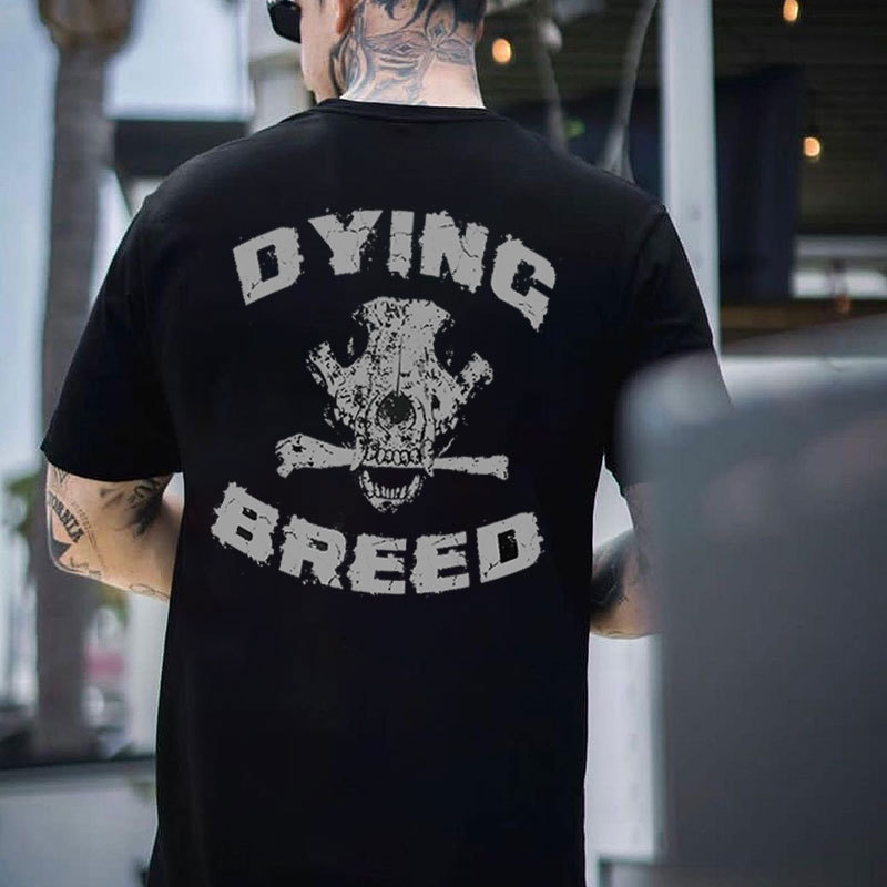 DYING BREED Skull Black Print T-shirt