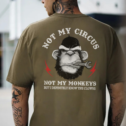 NOT MY CIRCUS NOT MY MONKEY Black Print T-shirt
