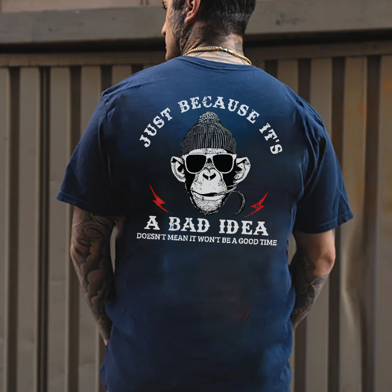 JUST BECAUSE IT'S A BAD IDEA Monkey Black Print T-Shirt
