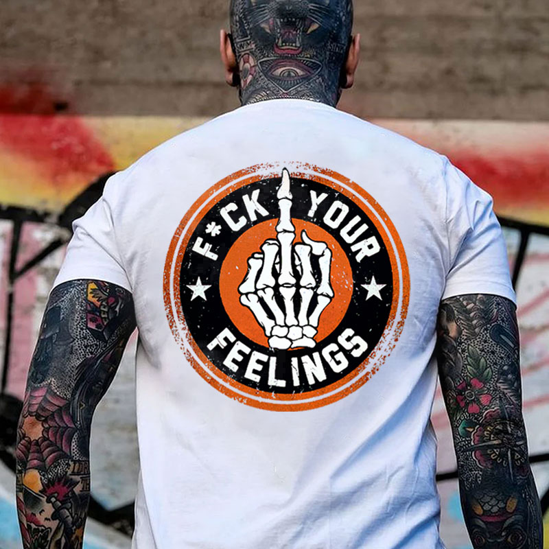 FUCK YOUR FEELINGS Bone Hand Print Men's T-shirt