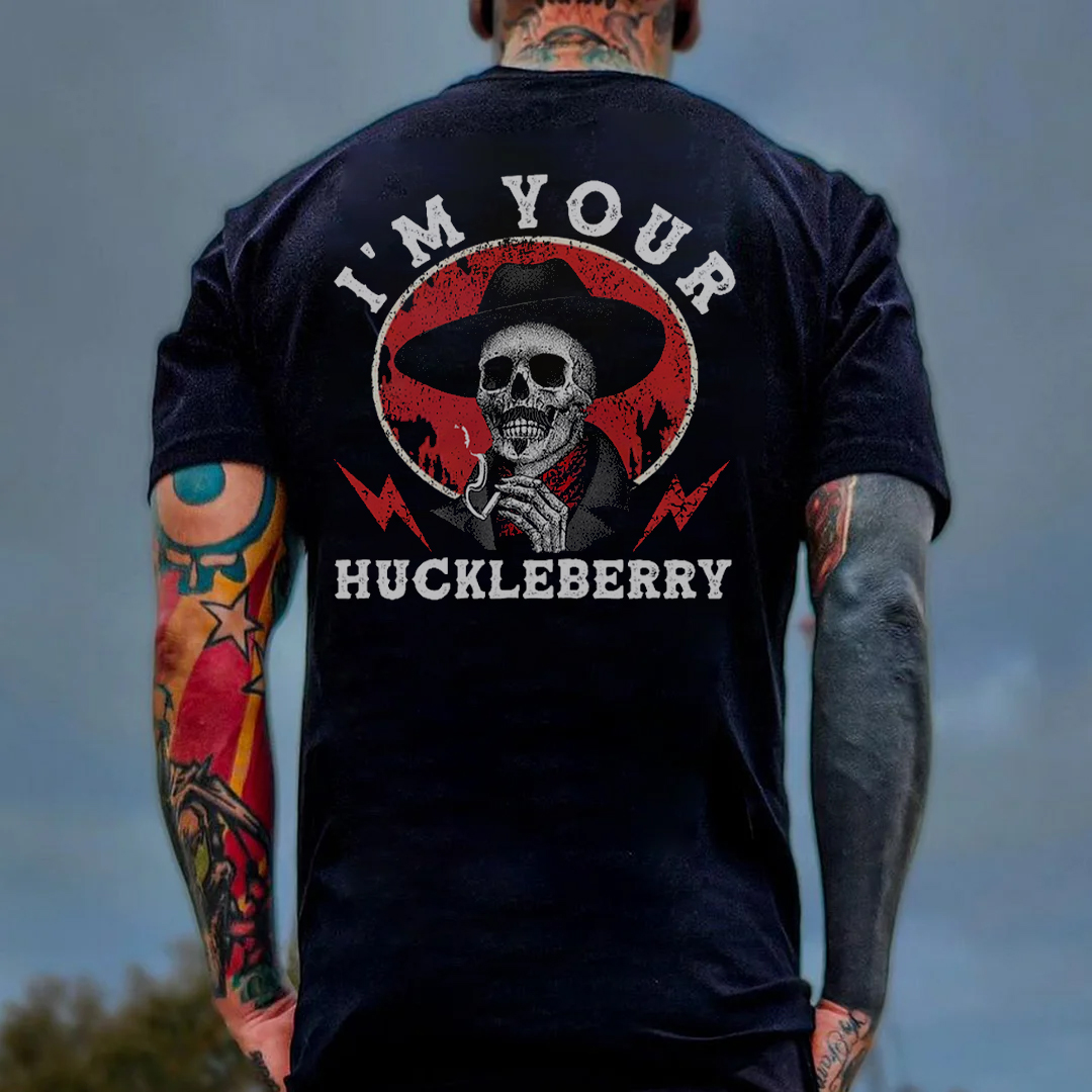 I'M YOUR HUCKLEBERRY Skeleton Print Men's T-Shirt