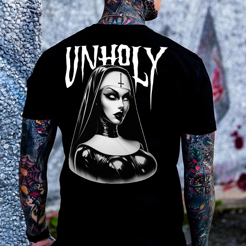 UNHOLY Evil Nun Print Men's T-shirt