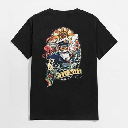OLD SALT Captain Coastal Style Black Print T-shirt