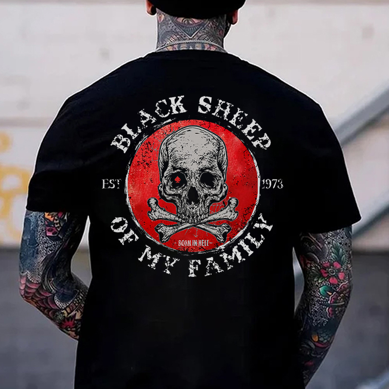 BLACK SHEEP OF MY FAMILY Skull Print Men's T-shirt