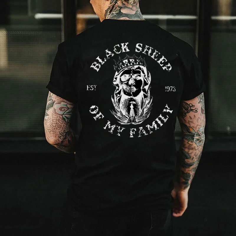 BLACK SHEEP OF MY FAMILY Skull Queen Print Men's T-shirt
