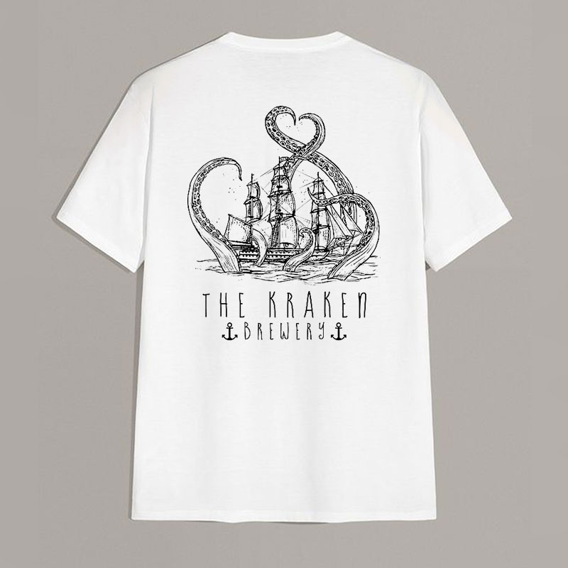 THE KRAKEN BREWERY Vintage Sailboat White Print T-shirt