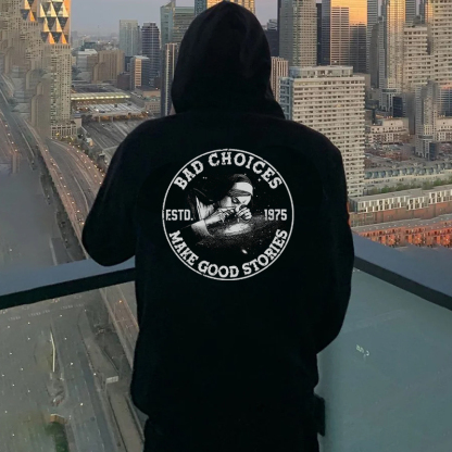 BAD CHOICES MAKE GOOD STORIES Smoking Nun Print Men's Hoodie