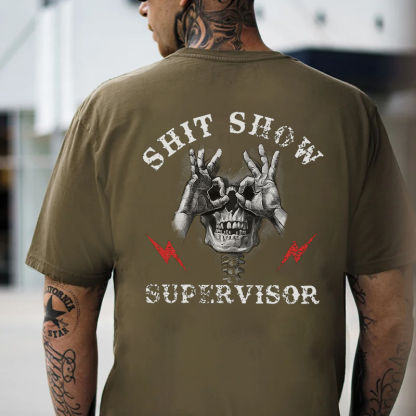 SHIT SHOW SUPERVISOR Skull Black Print T-Shirt