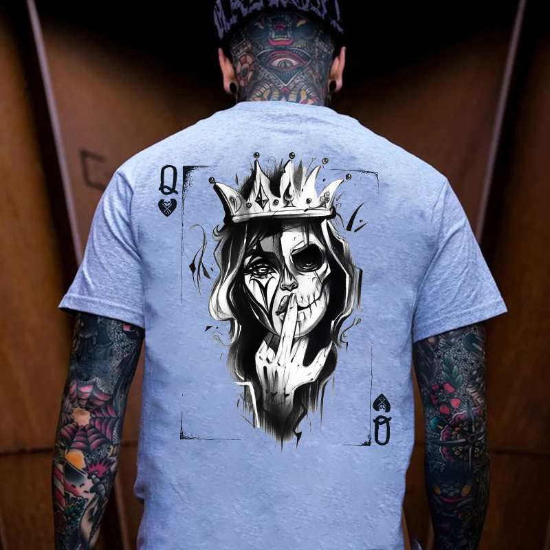 Queen Of Cards White Print T-shirt