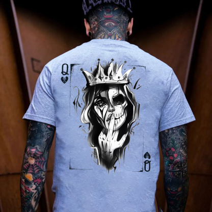 Queen Of Cards White Print T-shirt