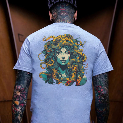 Gothic Queen with Snakes Black Print T-Shirt