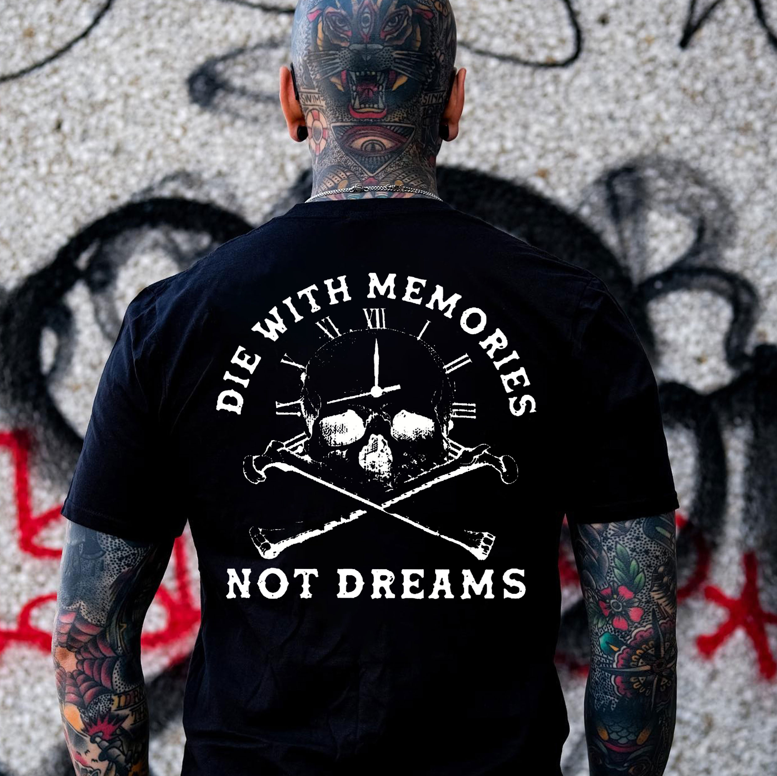 DIE WITH MEMORIES NOT DREAMS Skull Clock Print Men's T-shirt
