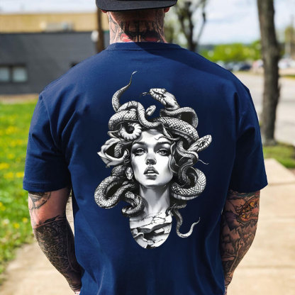 Medusa Beauty with Snake Print T-Shirt