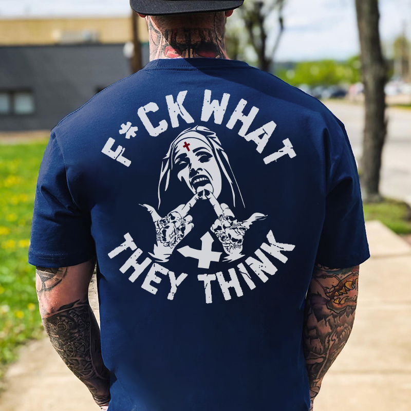 FUCK WHAT THEY THINK Defiant Nun Print Men's T-shirt