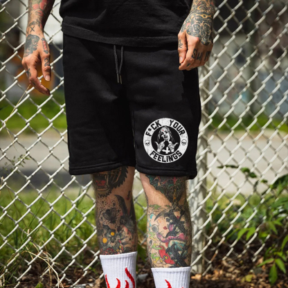 FUCK YOUR FEELINGS Defiant Nun Print Men's Shorts
