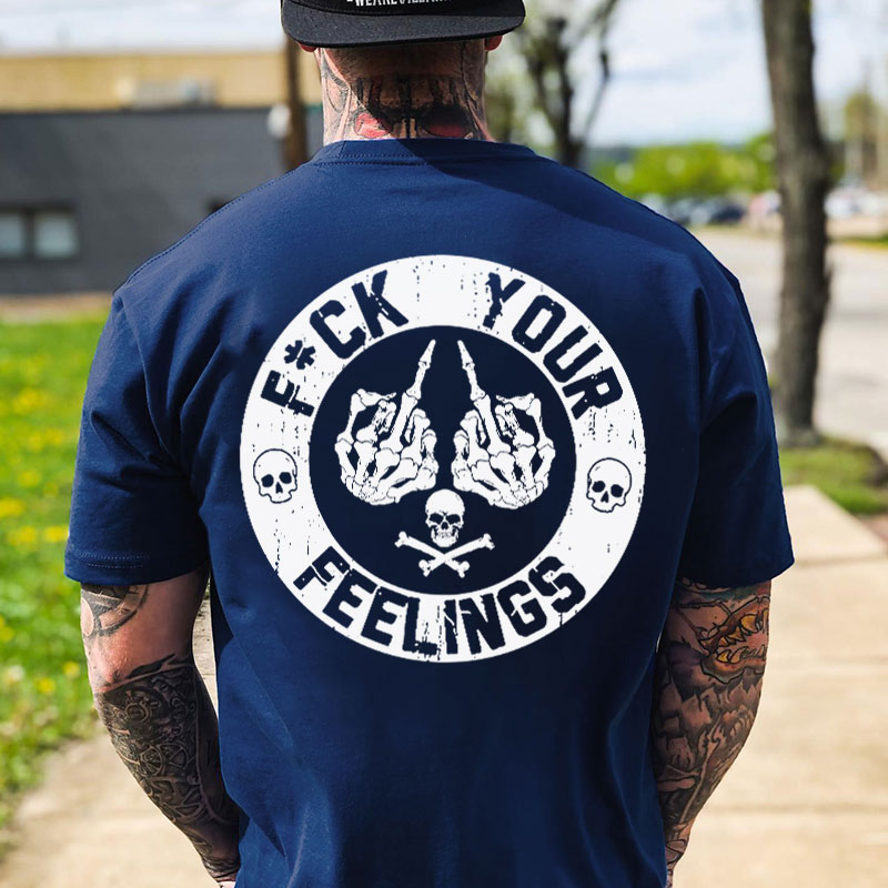 FUCK YOUR FEELINGS Bone Hand Print Men's T-Shirt