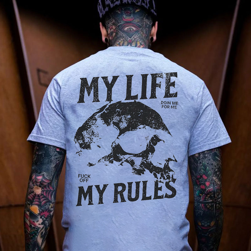 MY LIFE MY RULES Skull Print Men's T-Shirt