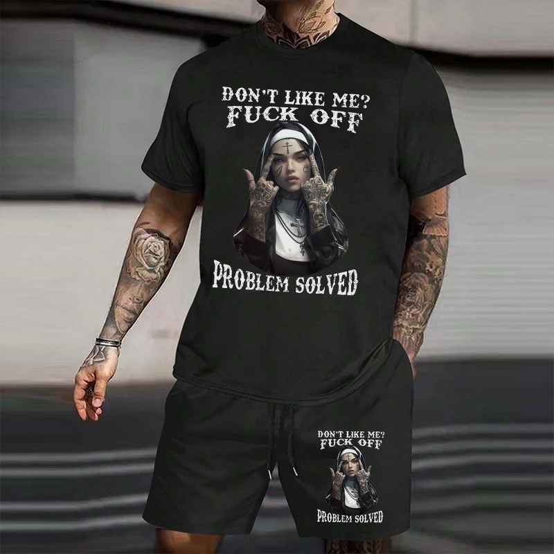 DON'T LIKE ME FUCK OFF Defiant Nun Print Men's Suit