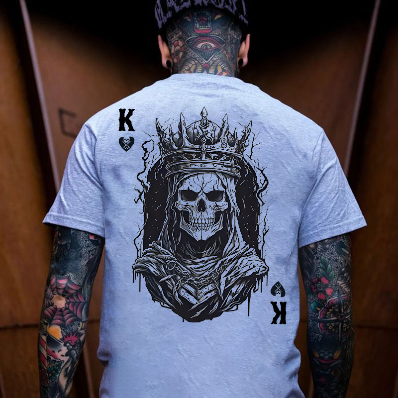 Poker K Skeleton King Print Men's T-Shirt