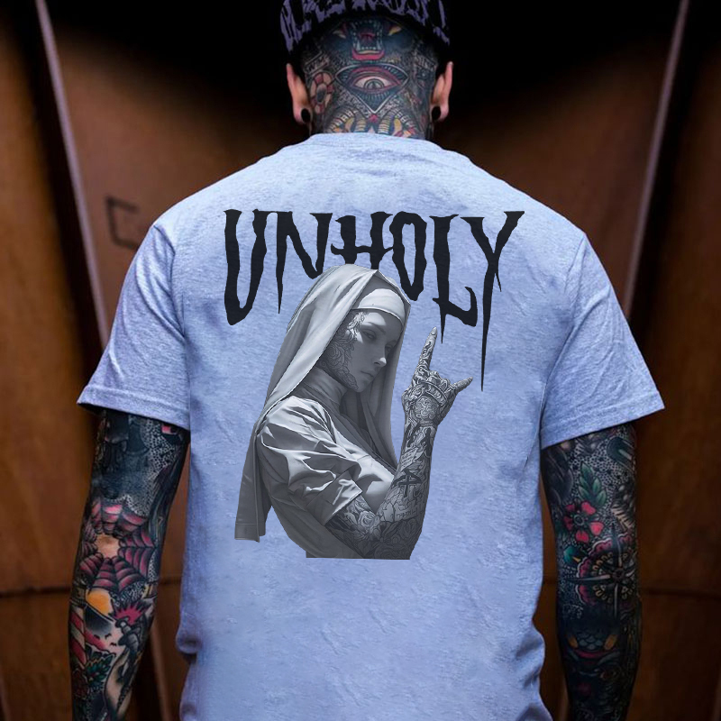 UNHOLY Tattooed Nun Print Men's T-Shirt
