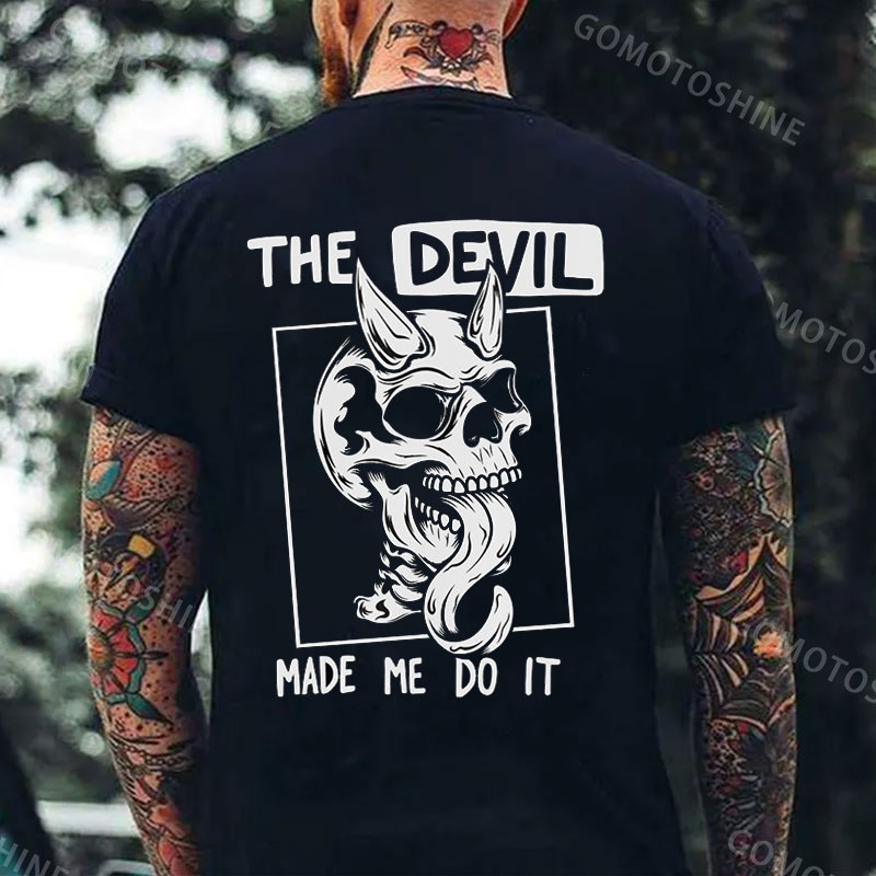 THE DEVIL MADE ME DO IT Skull Print Men's T-Shirt