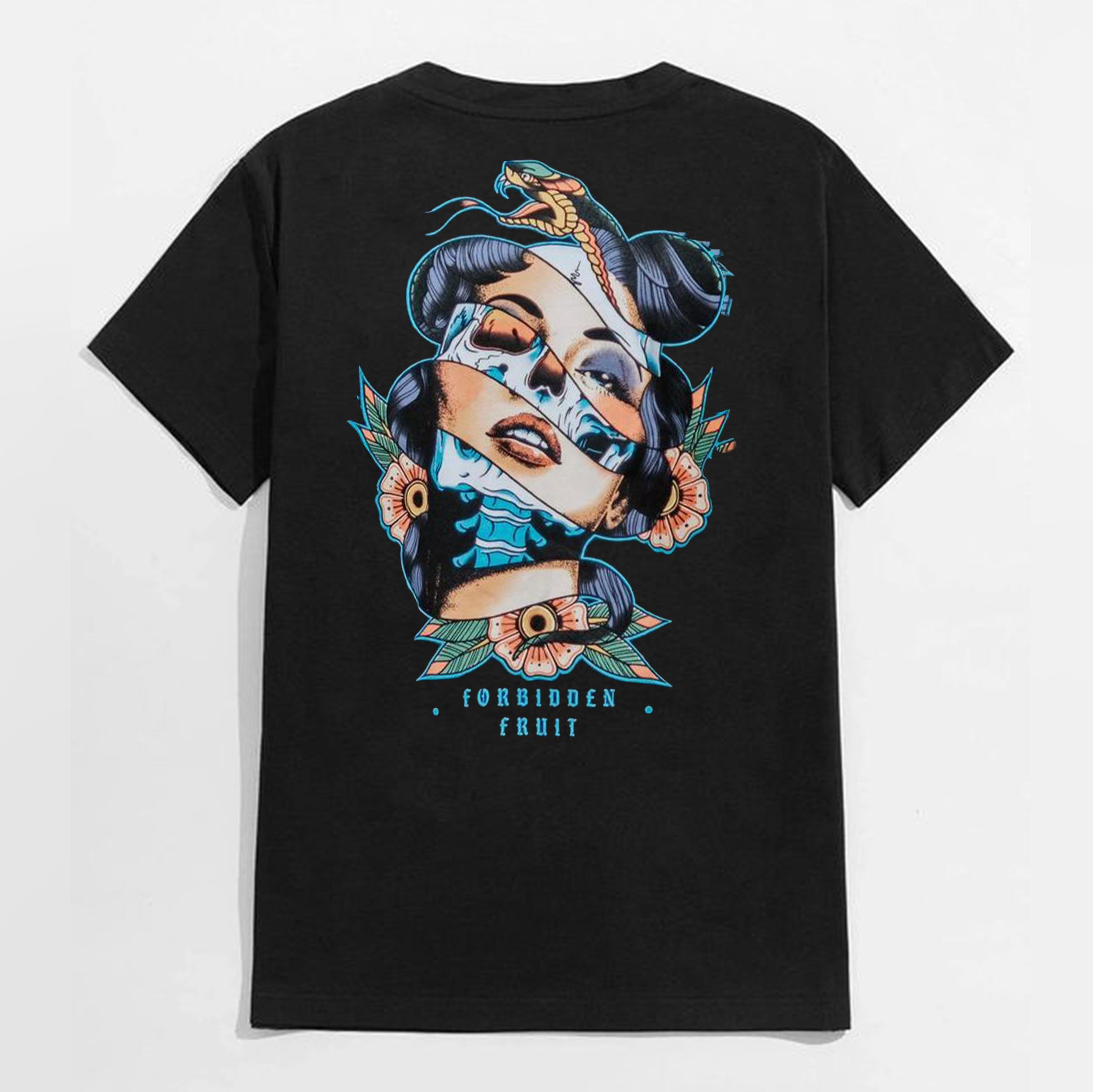 FORBIDDEN FRUIT Beauty and Skull Black Print T-shirt