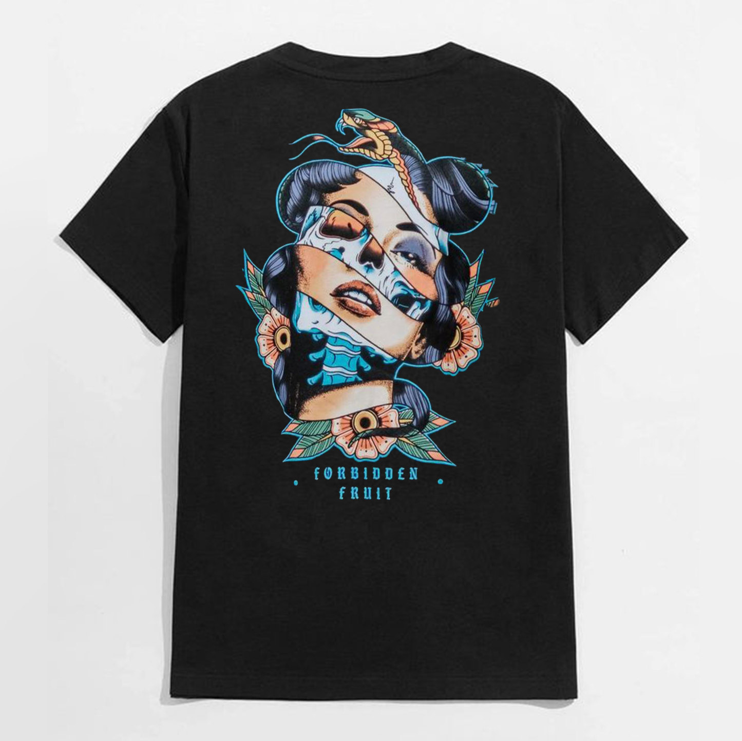 FORBIDDEN FRUIT Beauty and Skull Black Print T-shirt