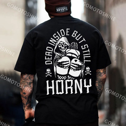 DEAD INSIDE BUT STILL HORNY Skeleton&Sexy Lady Lady Print Men's T-Shirt