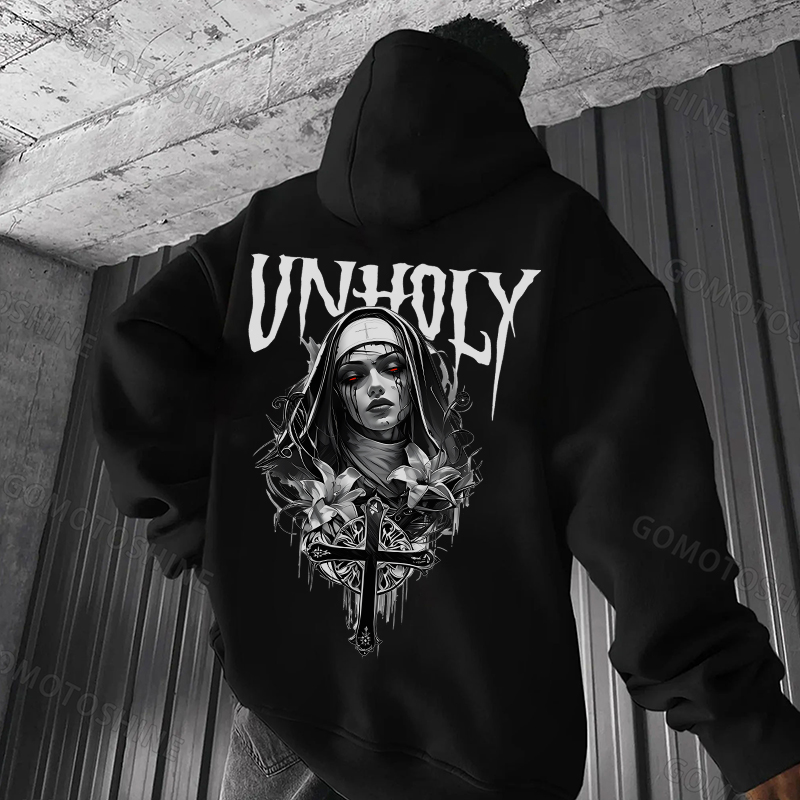 UNHOLY Crucifix Nun Print Men's Hoodie