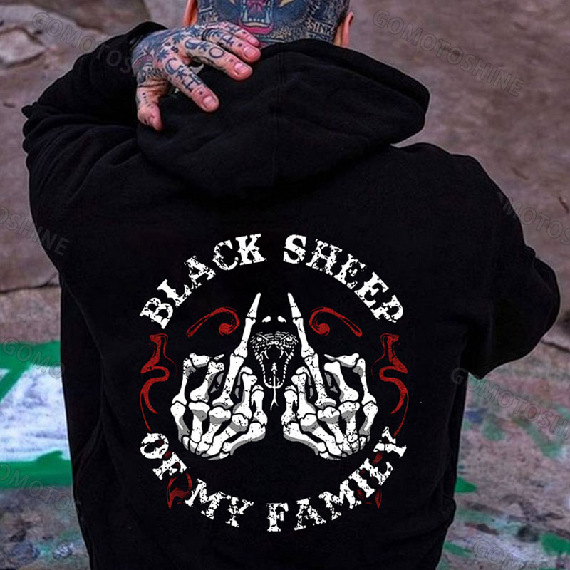 BLACK SHEEP OF MY FAMILY Bone Hand Print Men's Hoodie