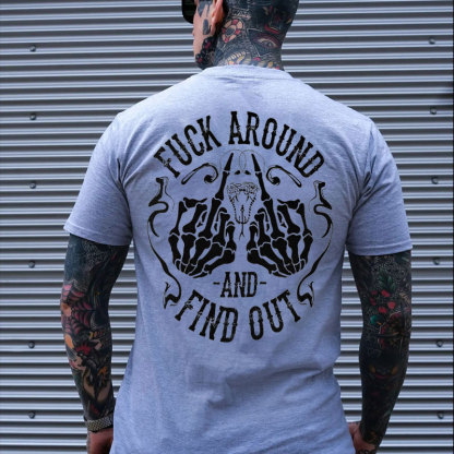 FUCK AROUND AND FIND OUT Bones Black Print T-shirt