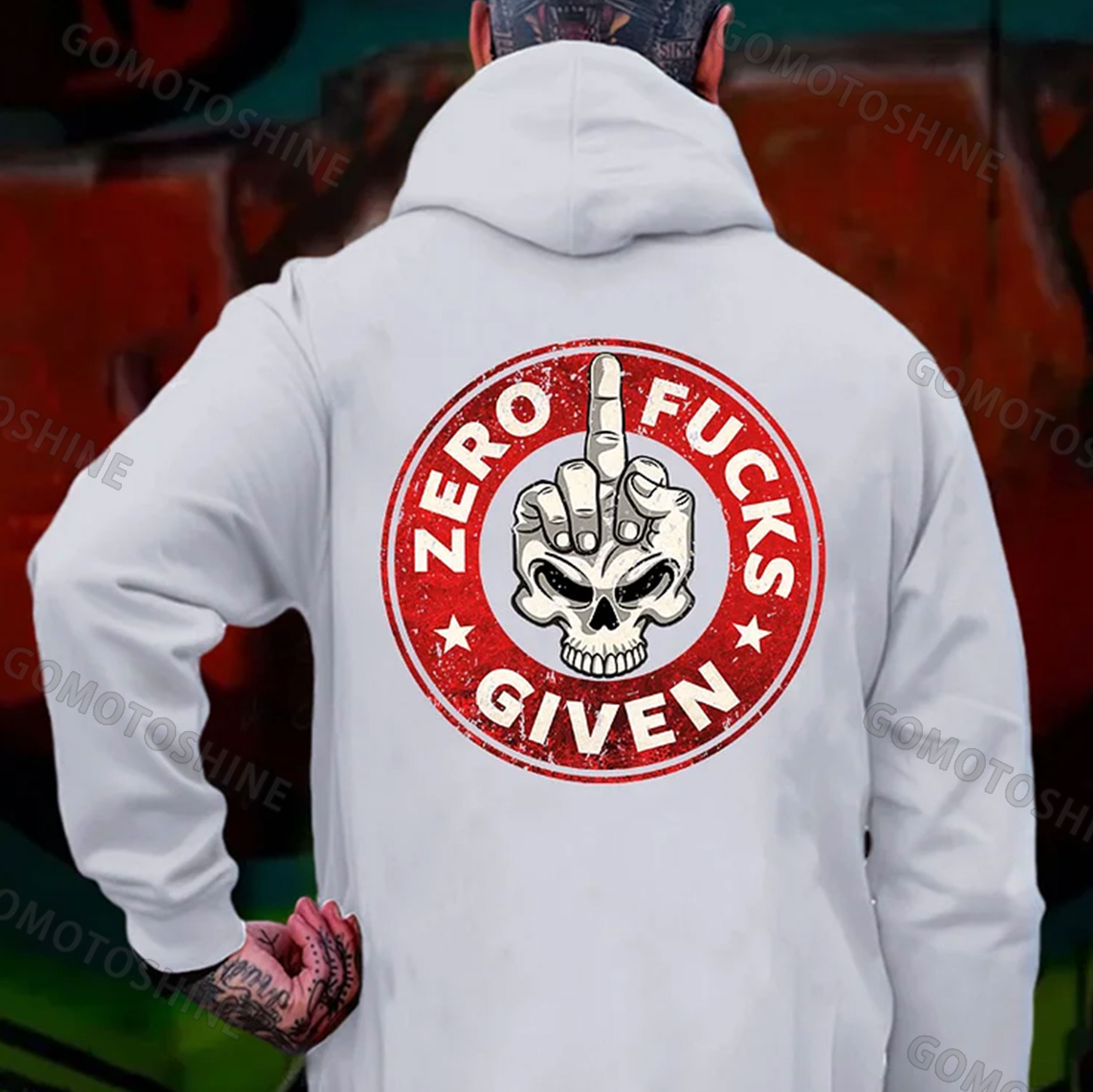 ZERO FUCKS GIVEN Skull Print Men's Hoodie