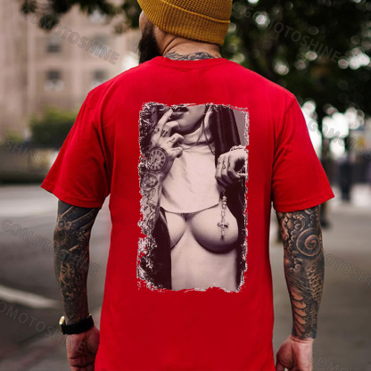 Naked Boobies Emotional Style Black Print T-shirt
