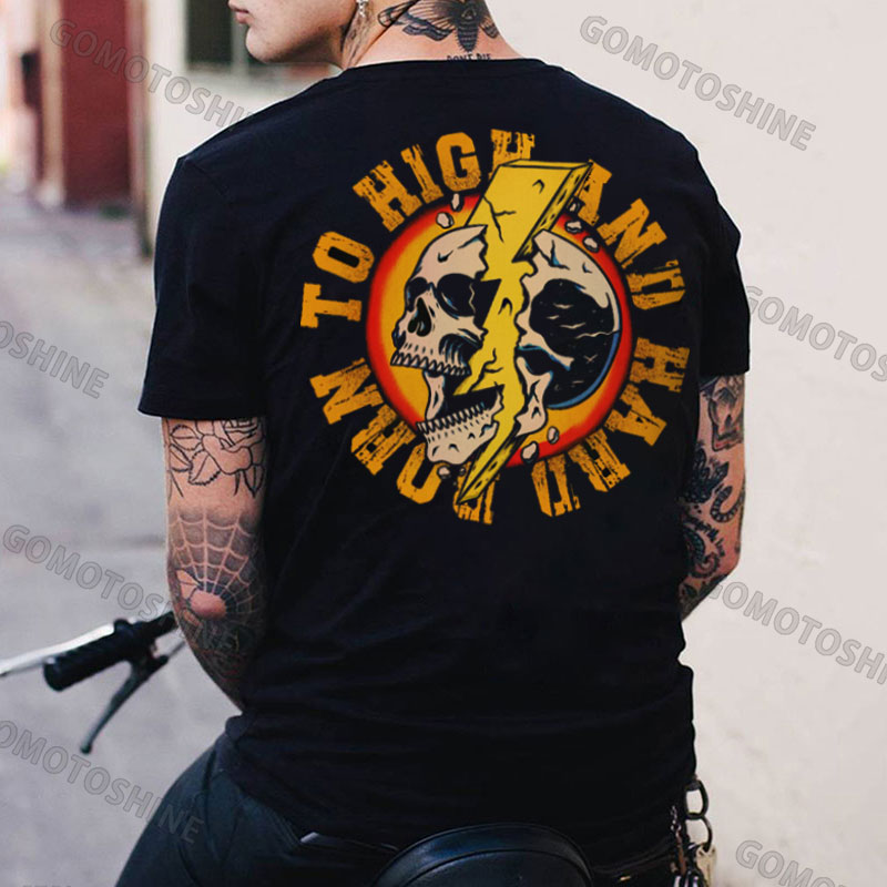 BORN TO HIGH AND HARD Skull Print Men's T-Shirt