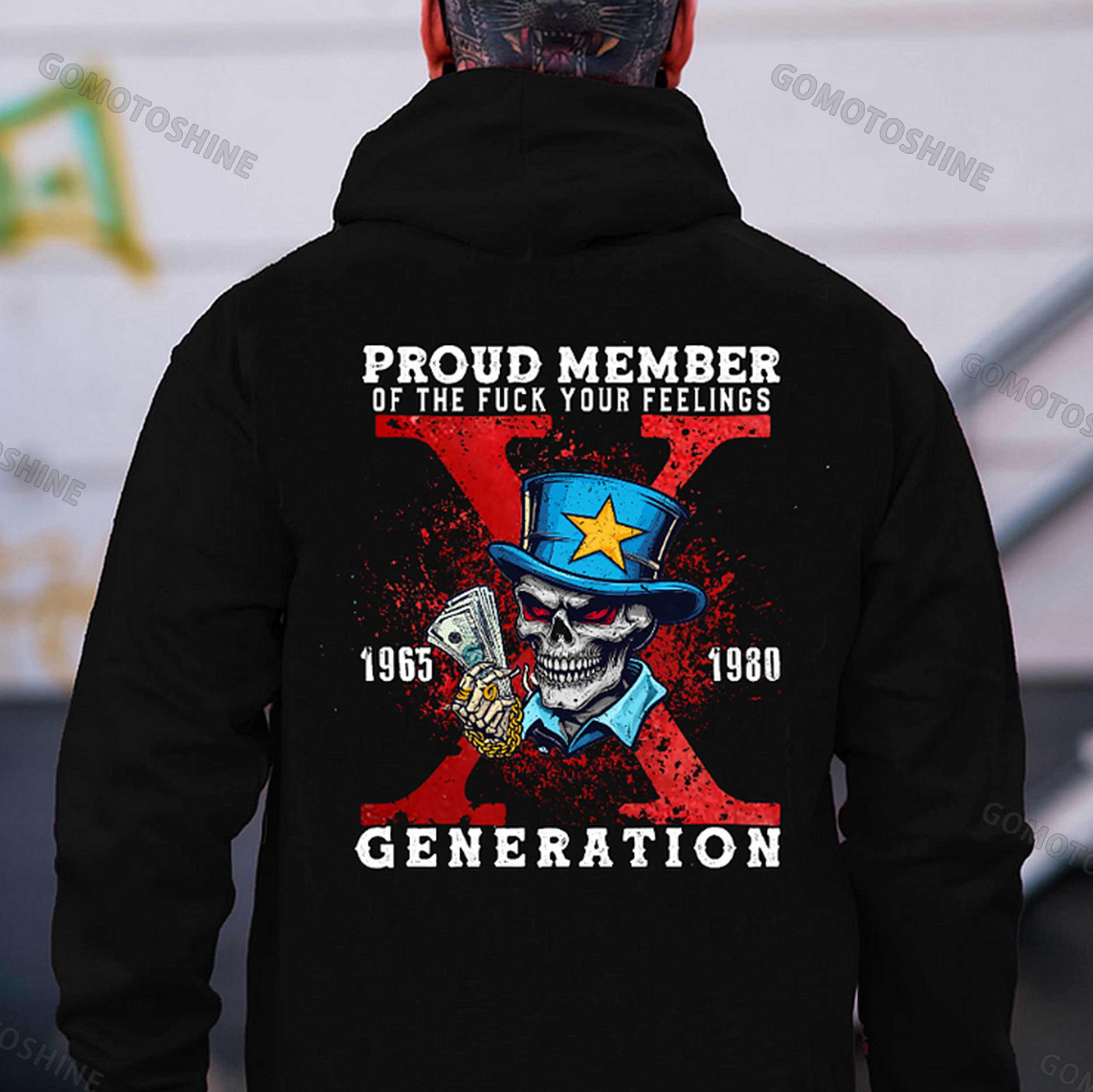 PROUD MEMBER GENERATION Skeleton Print Men's Hoodie