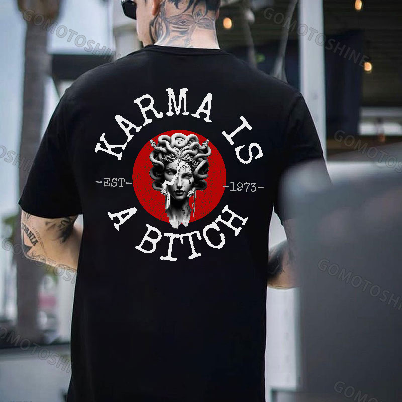 KARMA IS A BITCH Medusa Print Men's T-Shirt