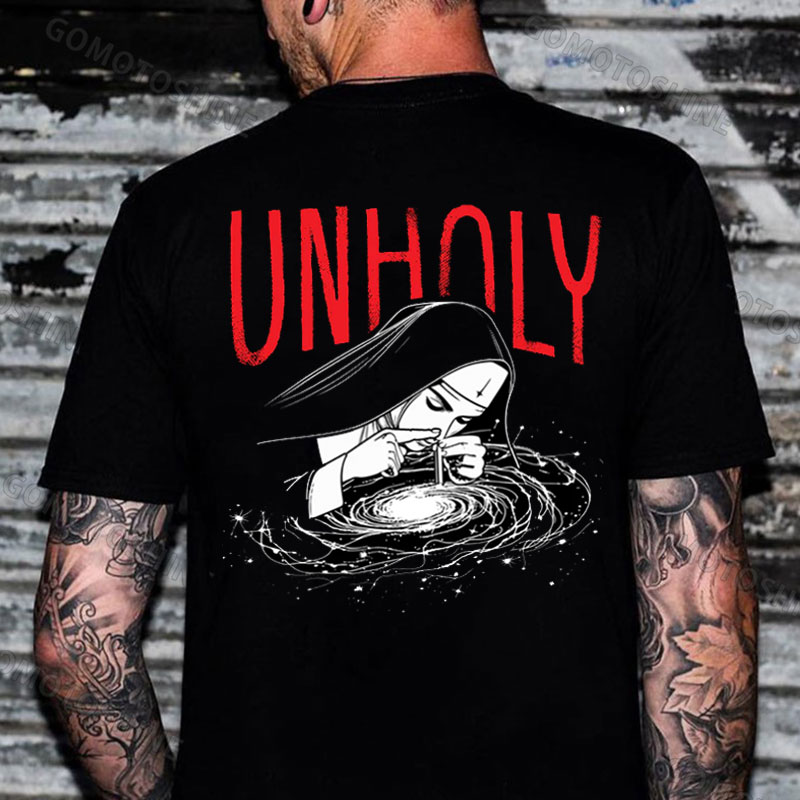 UNHOLY Smoking Nun Print Men's T-Shirt