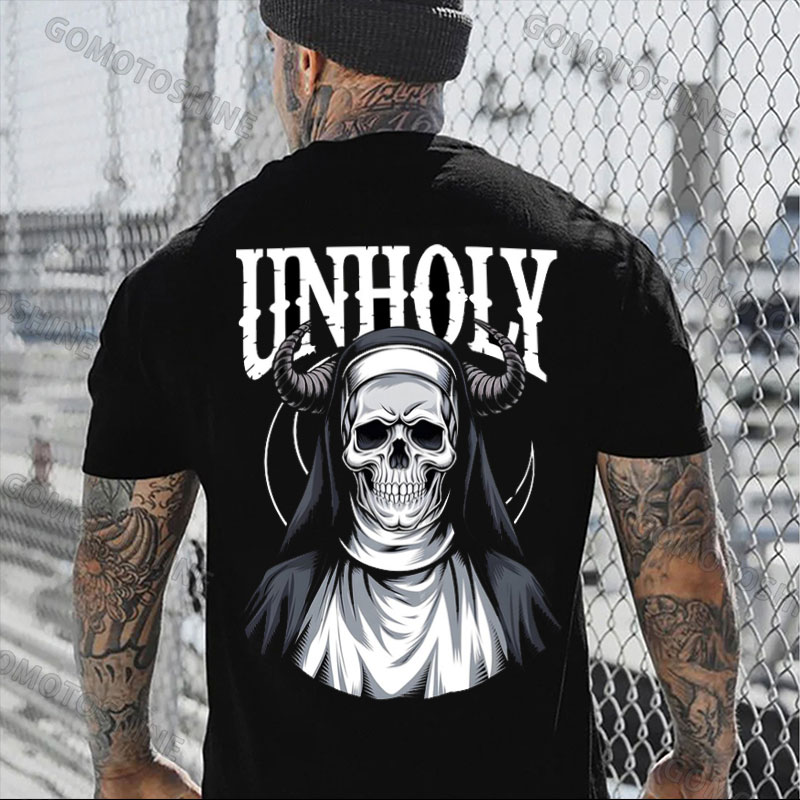 UNHOLY Evil Skeleton Nun Print Men's T-Shirt