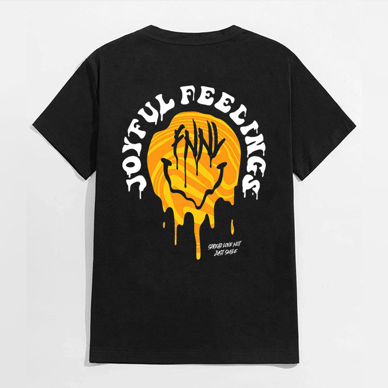 JOYFUL FEELINGS Sweaty Emoji Black Print T-shirt