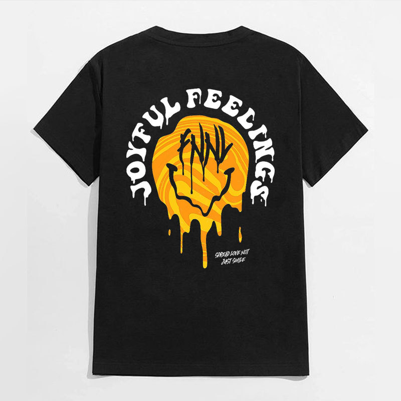 JOYFUL FEELINGS Sweaty Emoji Black Print T-shirt