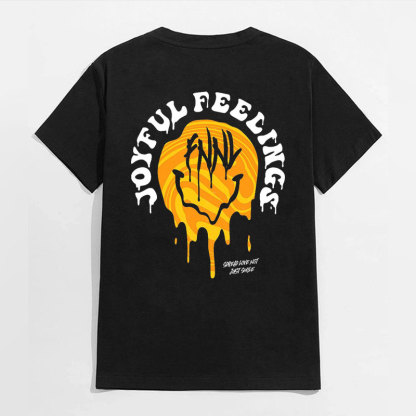 JOYFUL FEELINGS Sweaty Emoji Black Print T-shirt
