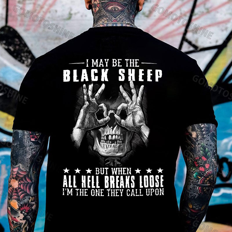 I MAY BE THE BLACK SHEEP Skull With OK Print Men's T-Shirt