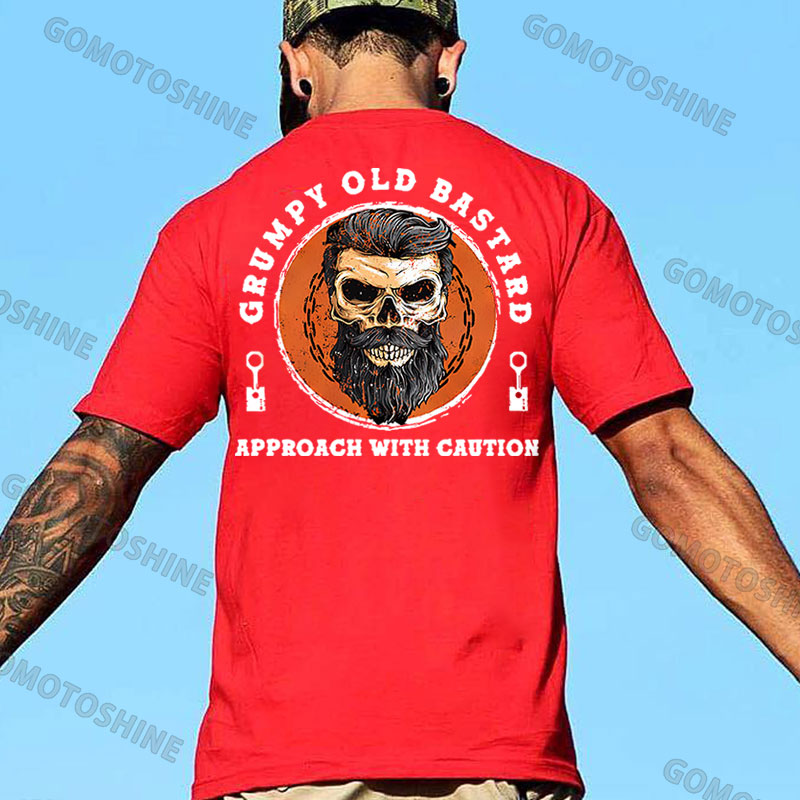 GRUMPY OLD BASTARD Skull With Beard Print Men's T-shirt