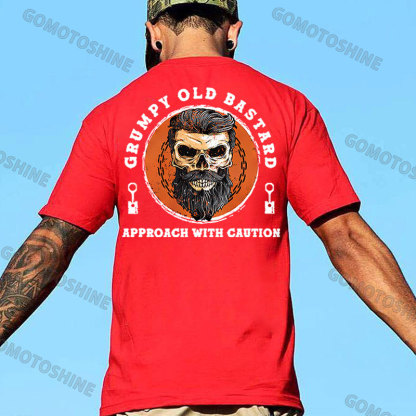 GRUMPY OLD BASTARD Skull With Beard Print Men's T-shirt