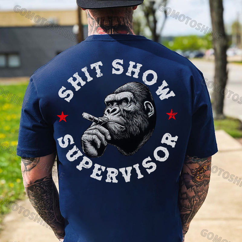 SHIT SHOW SUPERVISOR Chimpanzee Black Print T-shirt