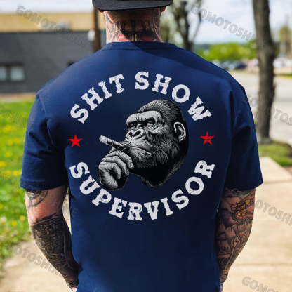 SHIT SHOW SUPERVISOR Chimpanzee Black Print T-shirt