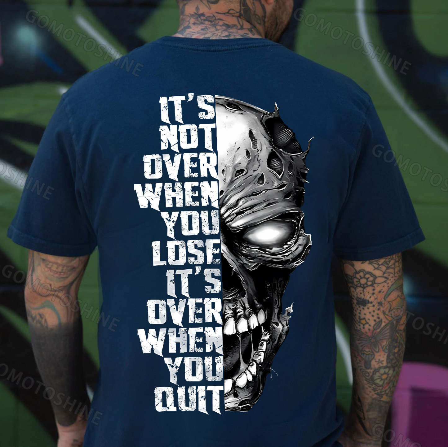 IT'S NOT OVER WHEN YOU LOSE IT'S OVER WHEN YOU QUIT Skull Print Men's T-Shirt