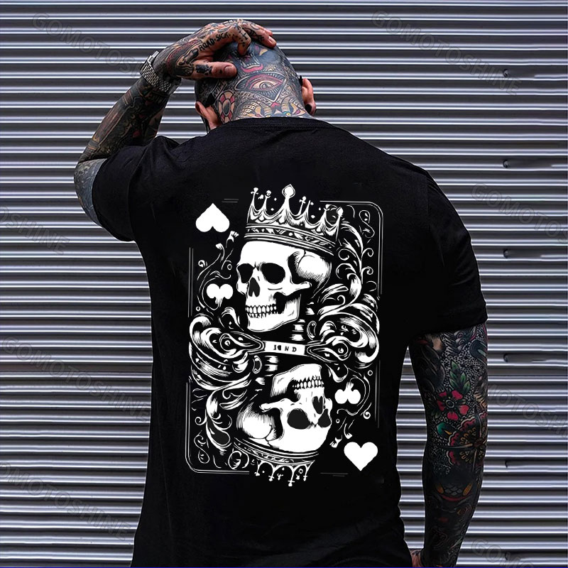 Poker King Skull Print Men's T-Shirt