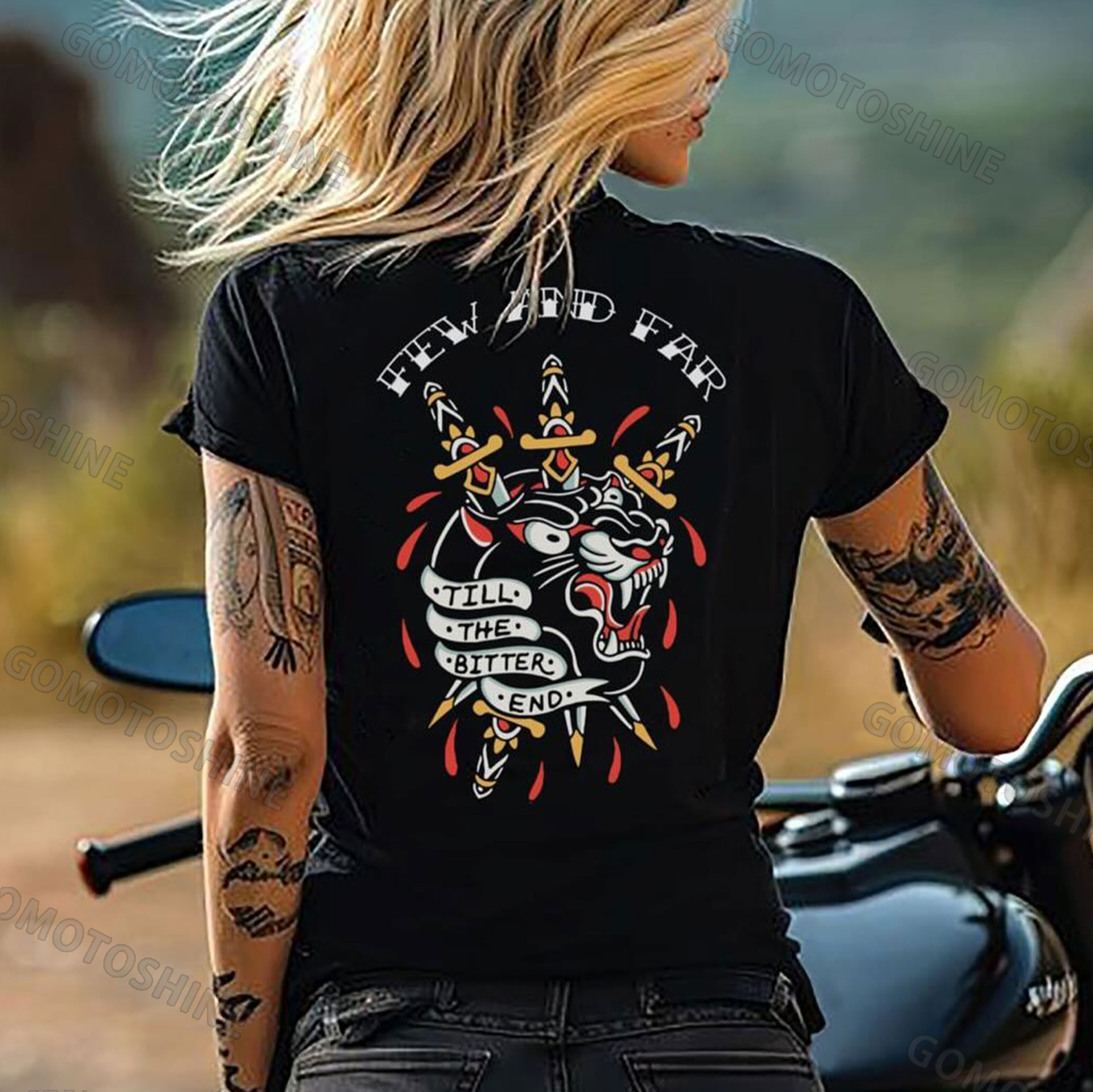 FEW AND FAR TILL THE BITTER END Dagger&Black Panther Print Women's T-shirt